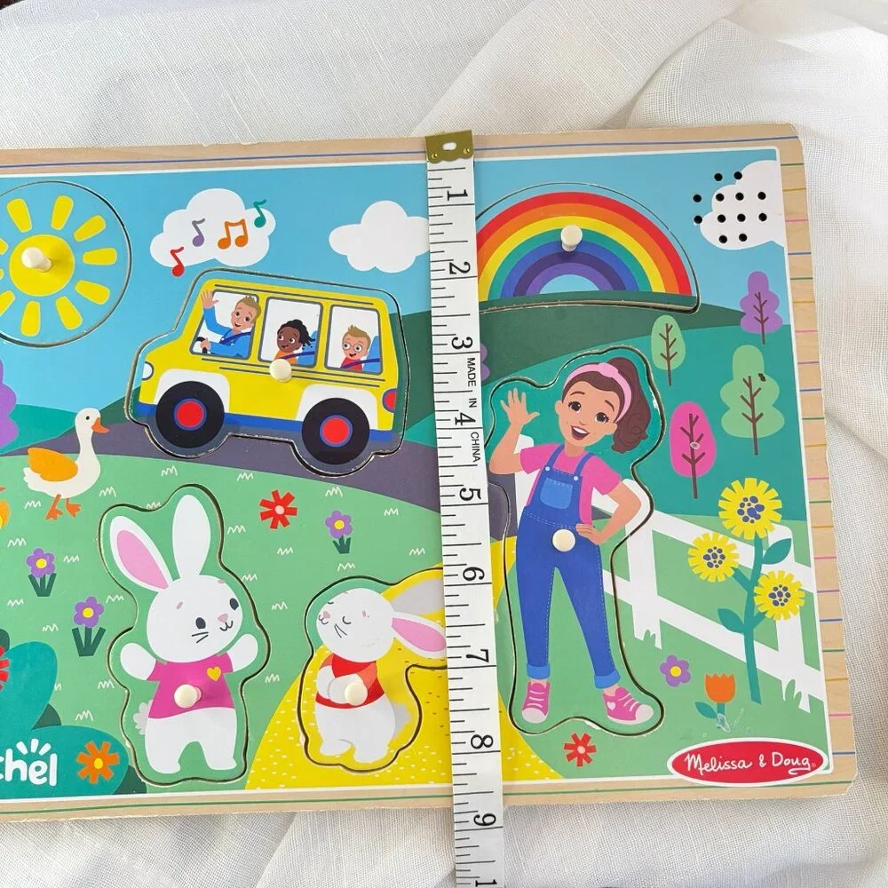 Melissa & Doug Ms. Rachel Wooden Musical Peg Puzzle Toddler Tested & Working
